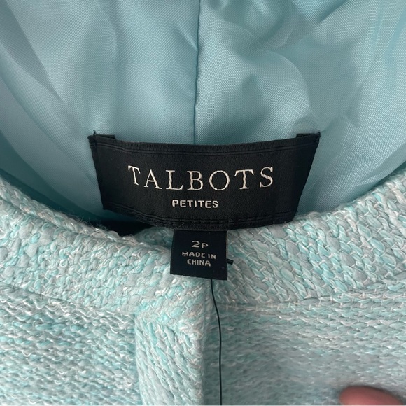 Talbots | Tweed Aqua Structured Button Down Blazer/ Suit Jacket - Picture 8 of 9